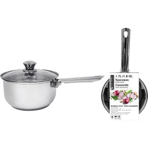 Sauce Pan Stainless Steel and Glass Lid 1.7L/1.8Qt