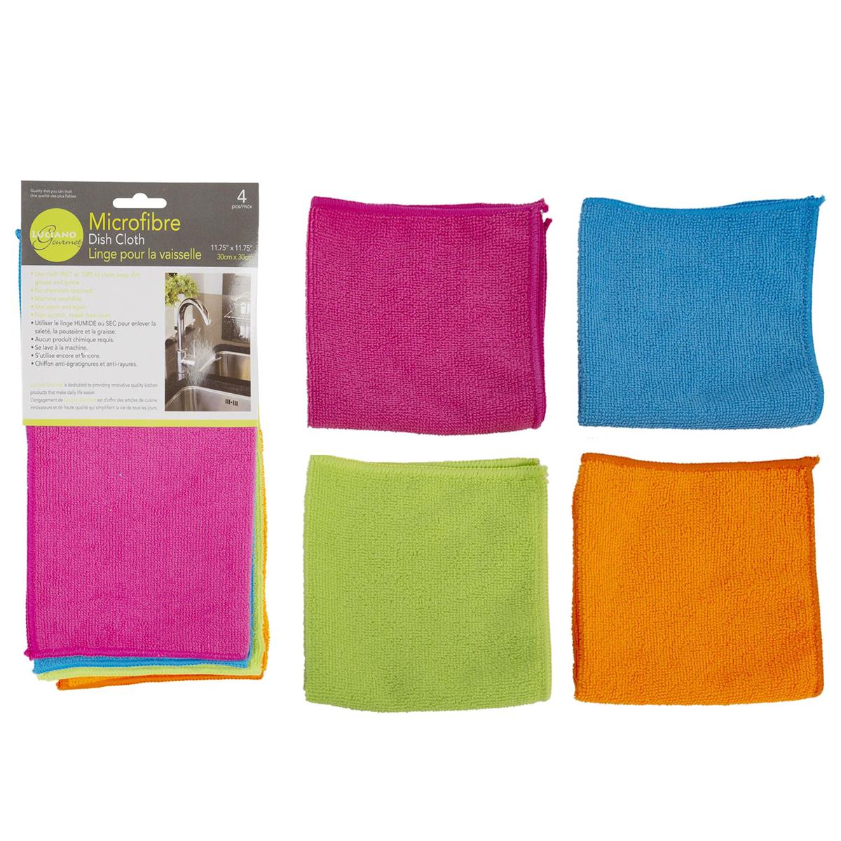 L.Gourmet Microfibre Dish Cloth, 4-Pack, 11.75"x11.75"