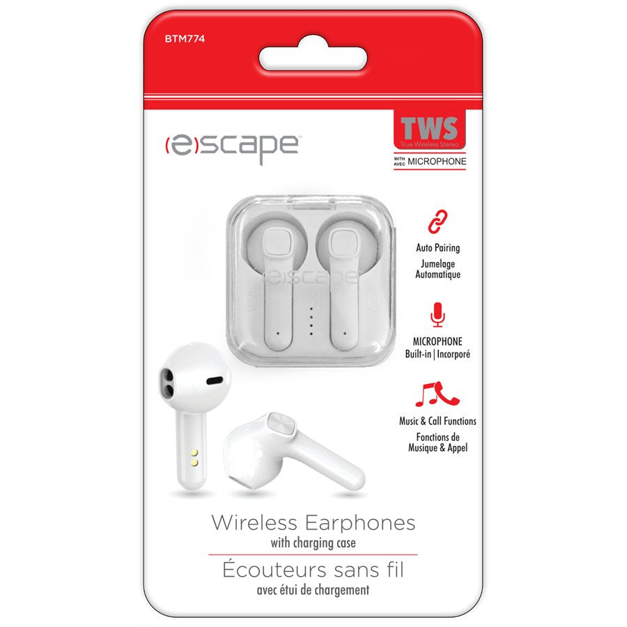 Escape TWS Wireless Stereo Earphones with Charging Case & Microphone
