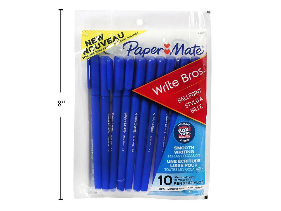 10-pc Paper Mate Pens, Blue Write Bros Floating Ball