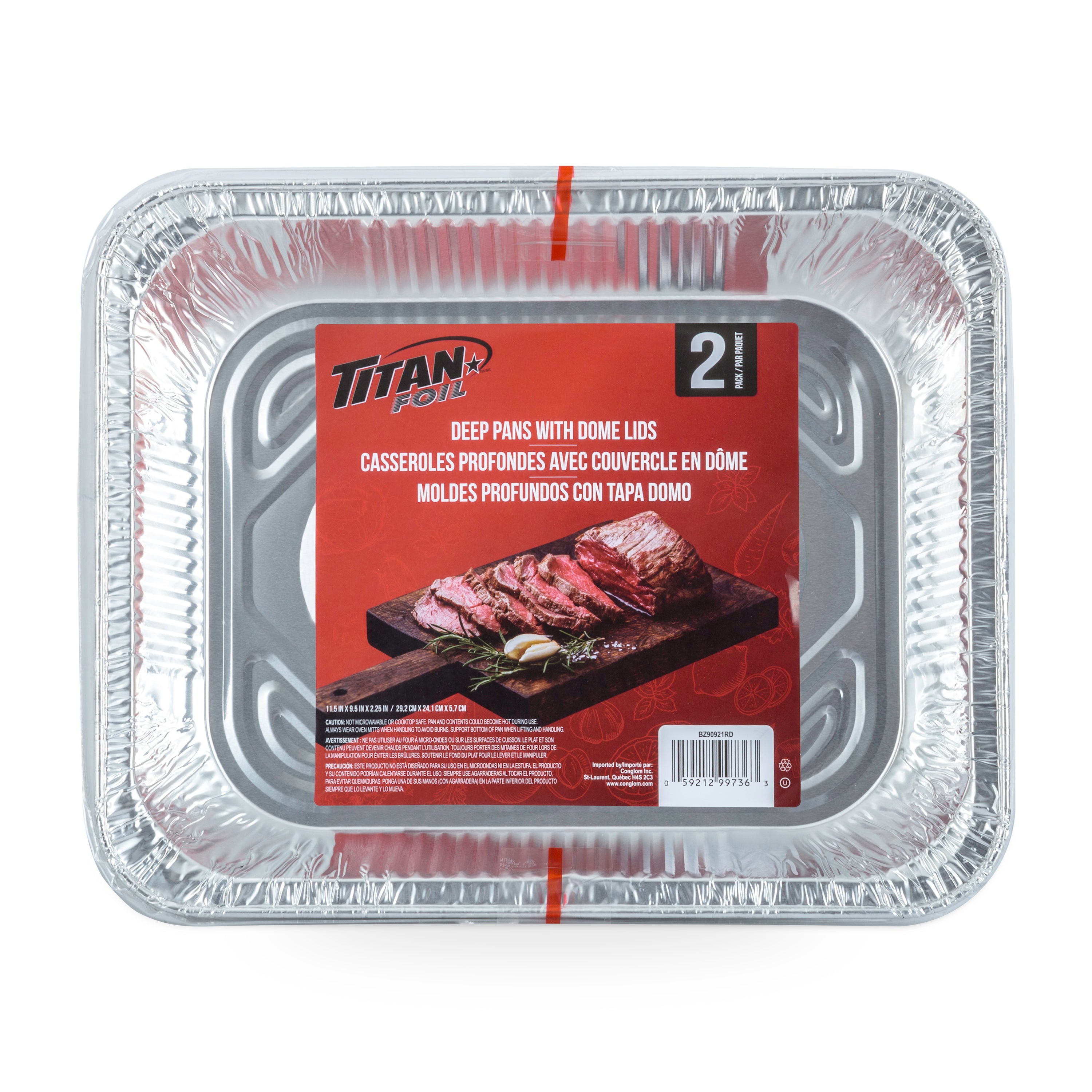 Titan Deep Pans And Dome Lids 2/Pk