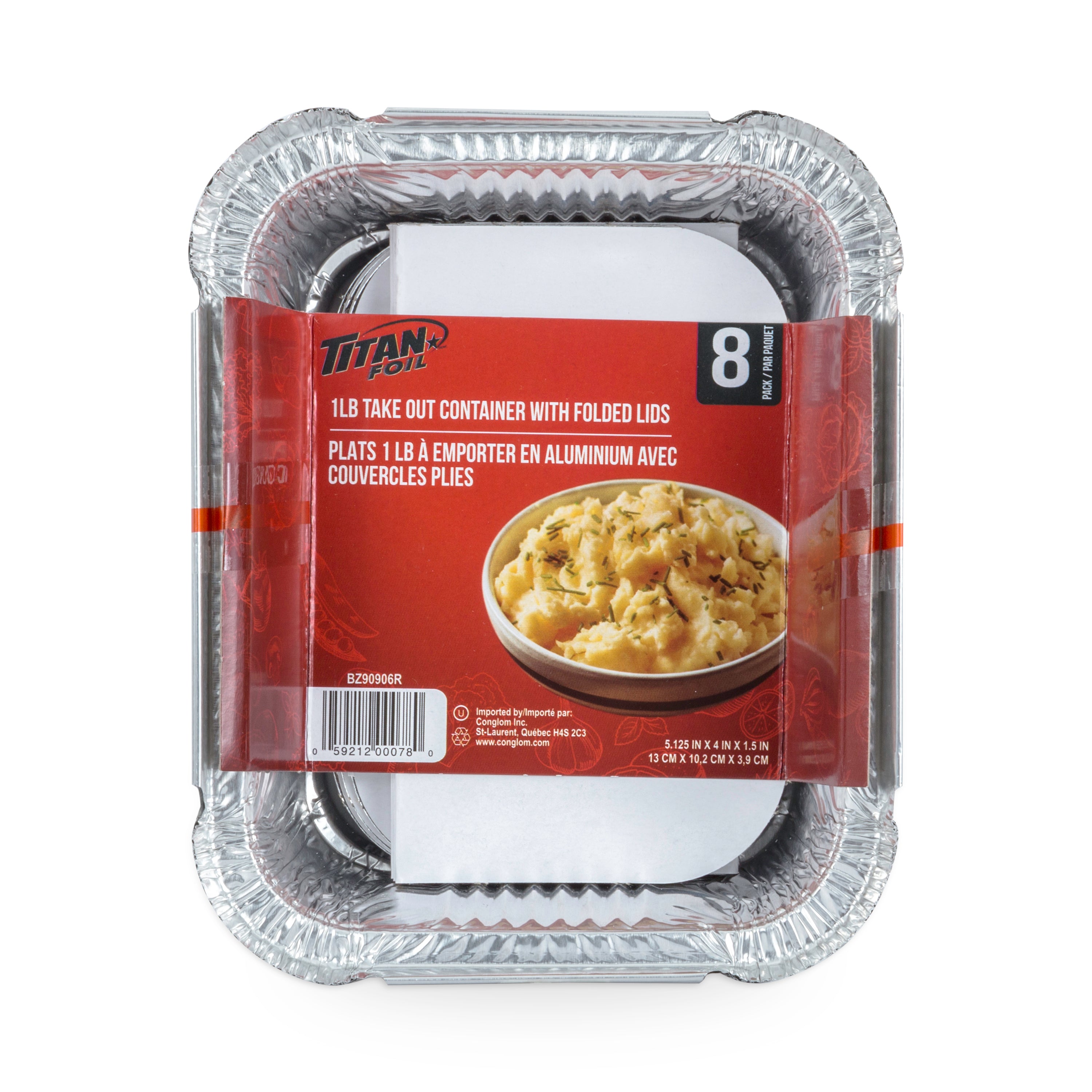 Titan Foil 1 Lb Take Out Container/Folded Lids 8/Pk