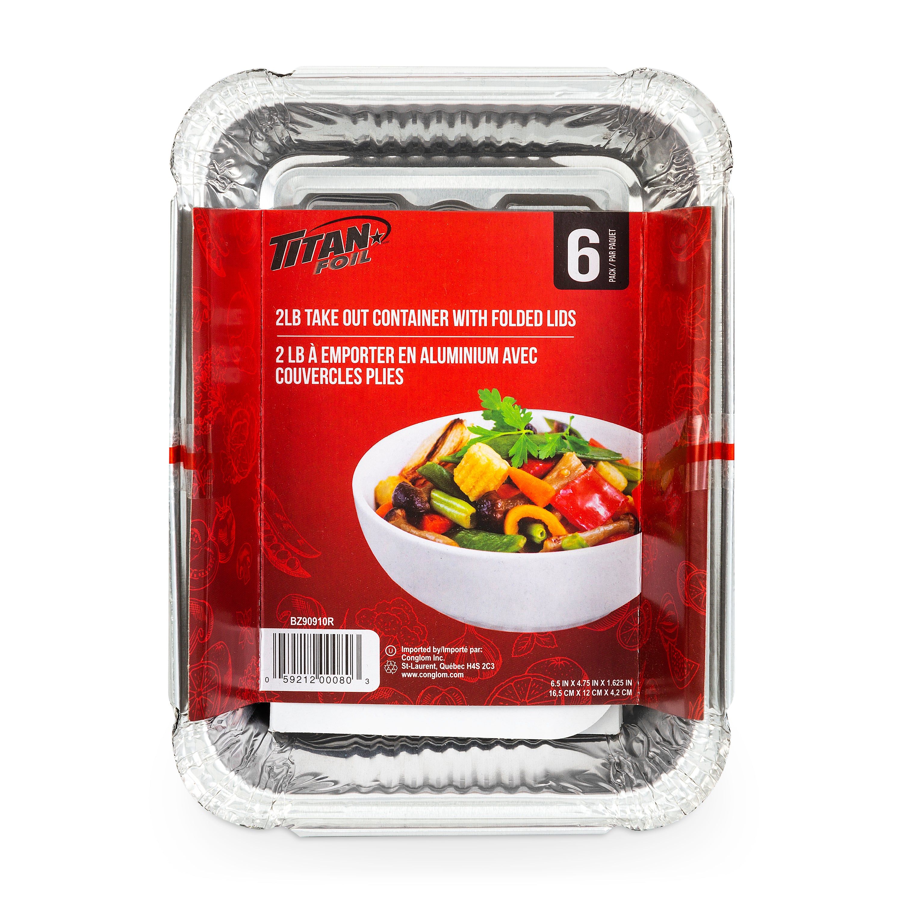 Titan Foil 2 Lb Take Out Container/Folded Lids 6/Pk