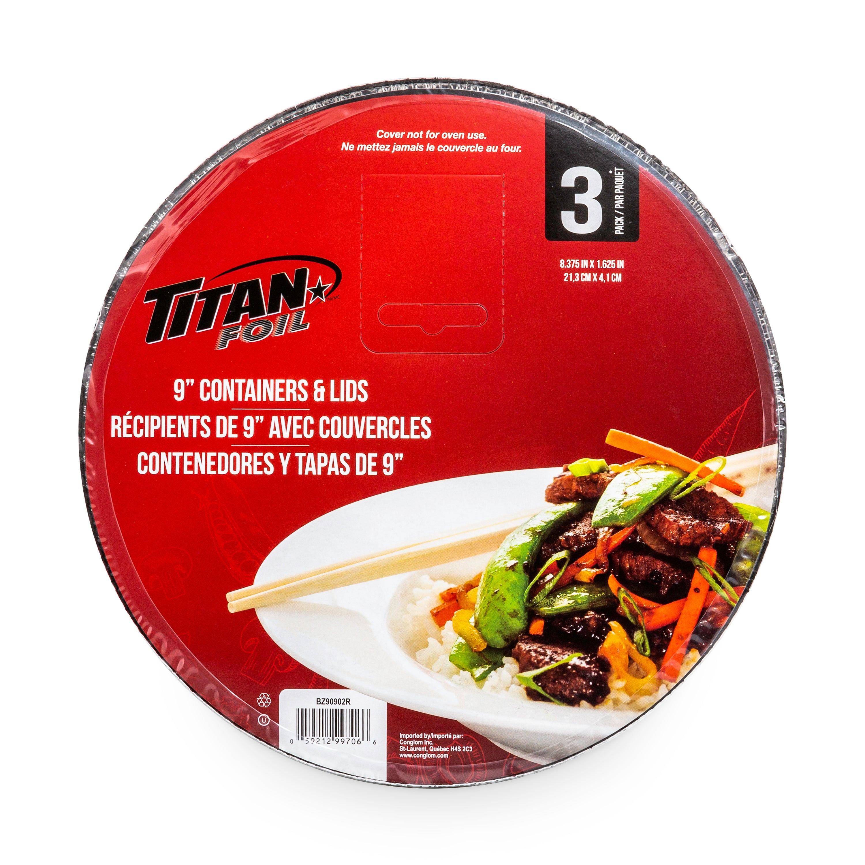 Titan  9" Round Aluminium Container with Lids 3/Pack