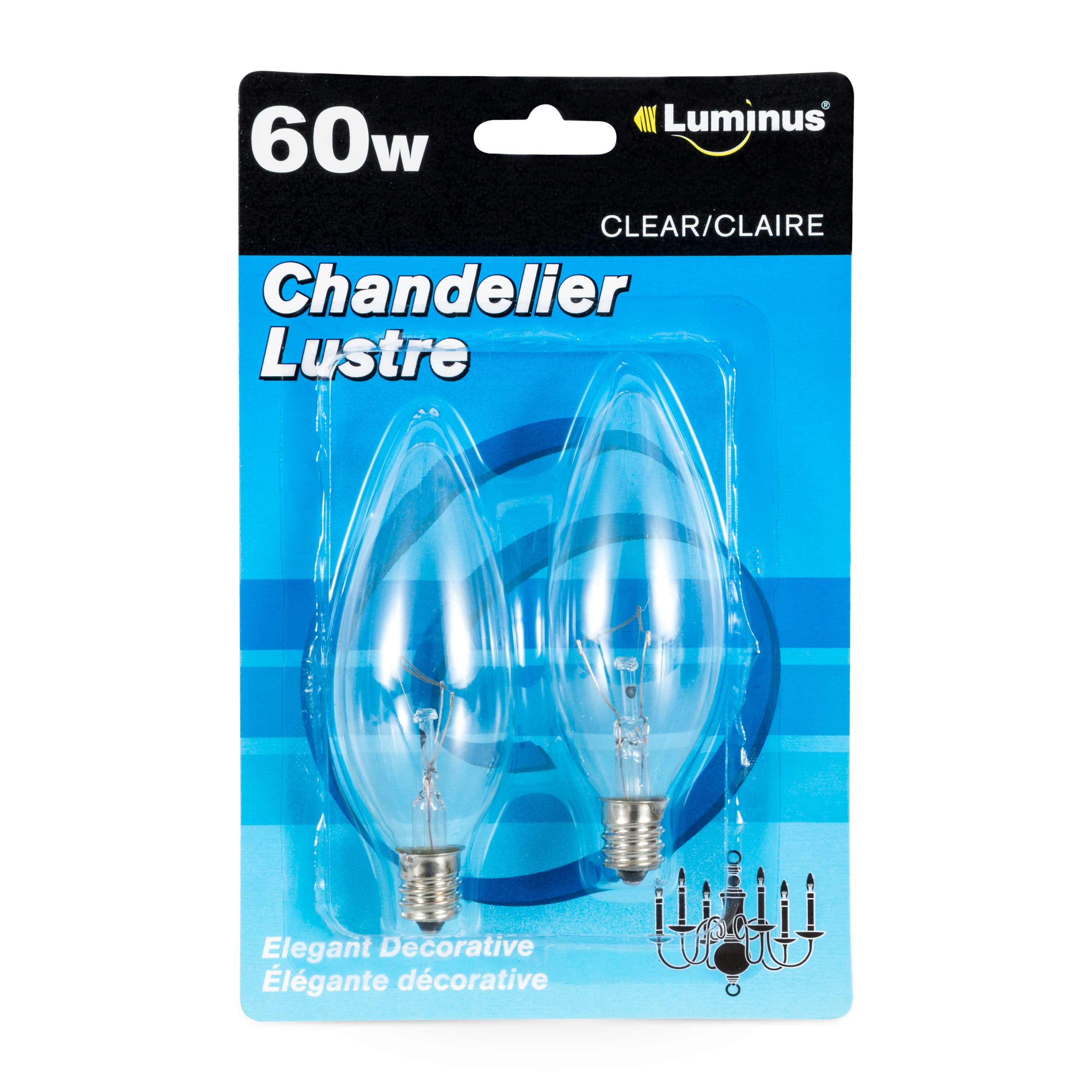 Luminus 60W/Ctc/120V/1500H/Clear Chandelier 2/Pack
