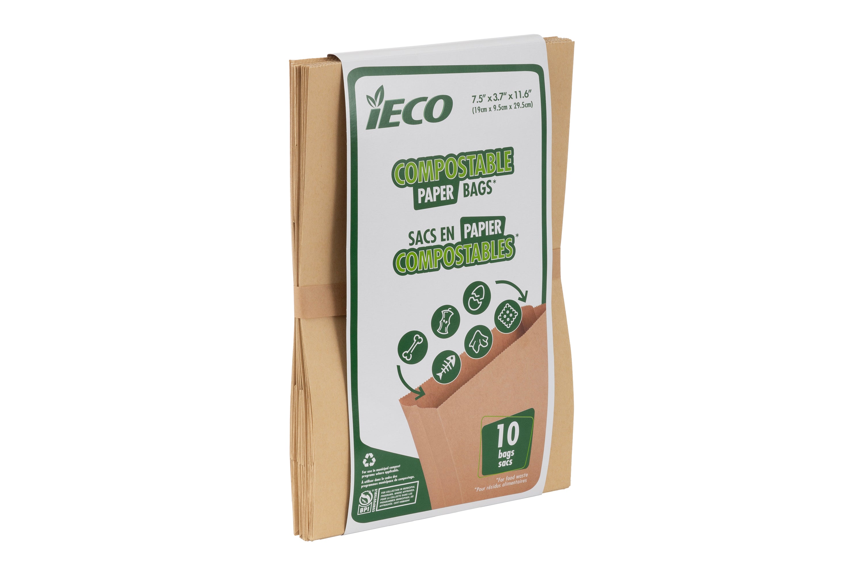 iEco Compostable Paper Bags 10/Pk