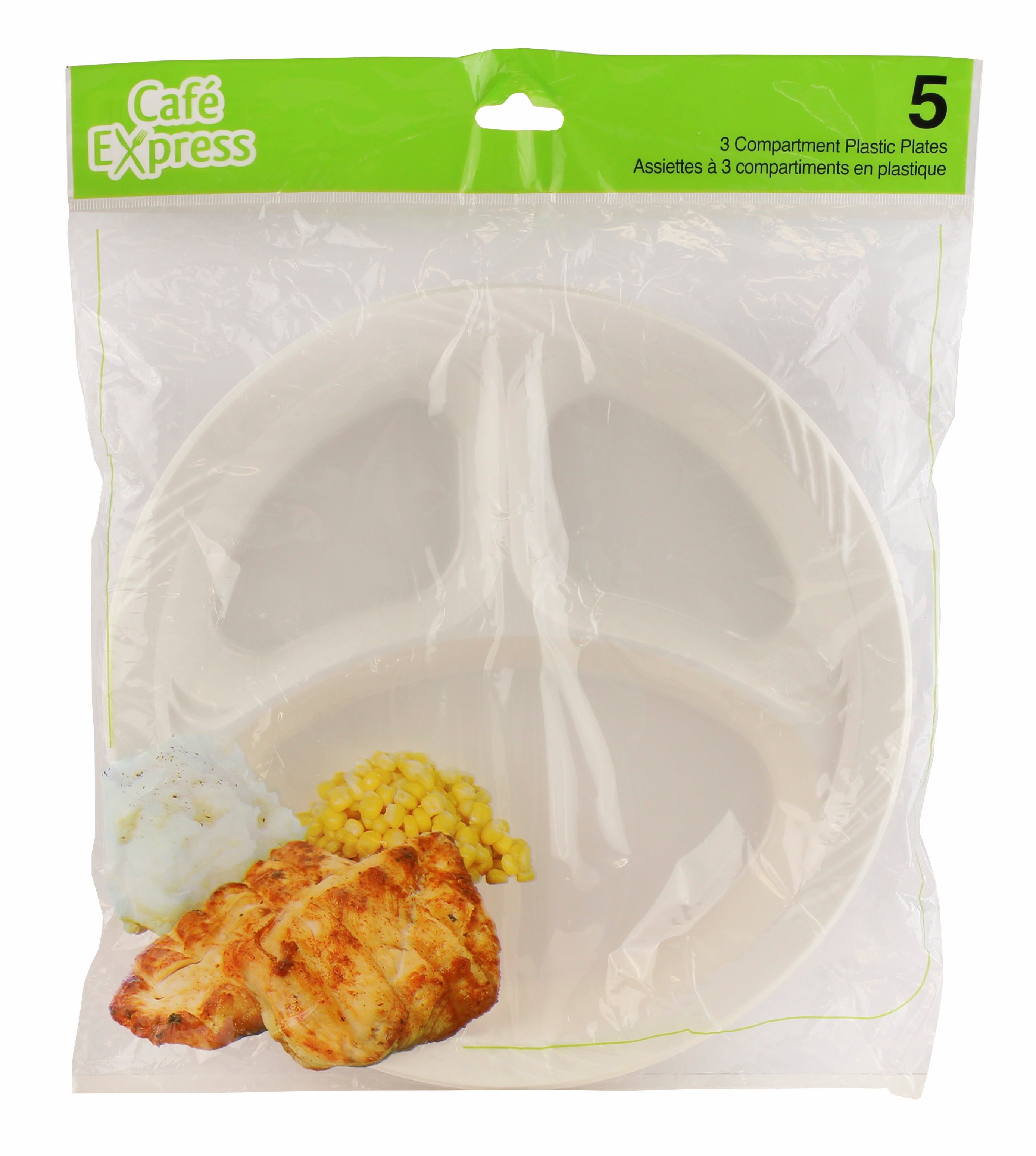 Cafe Express 3 Part Plastic Compartment Plates 5/Pack