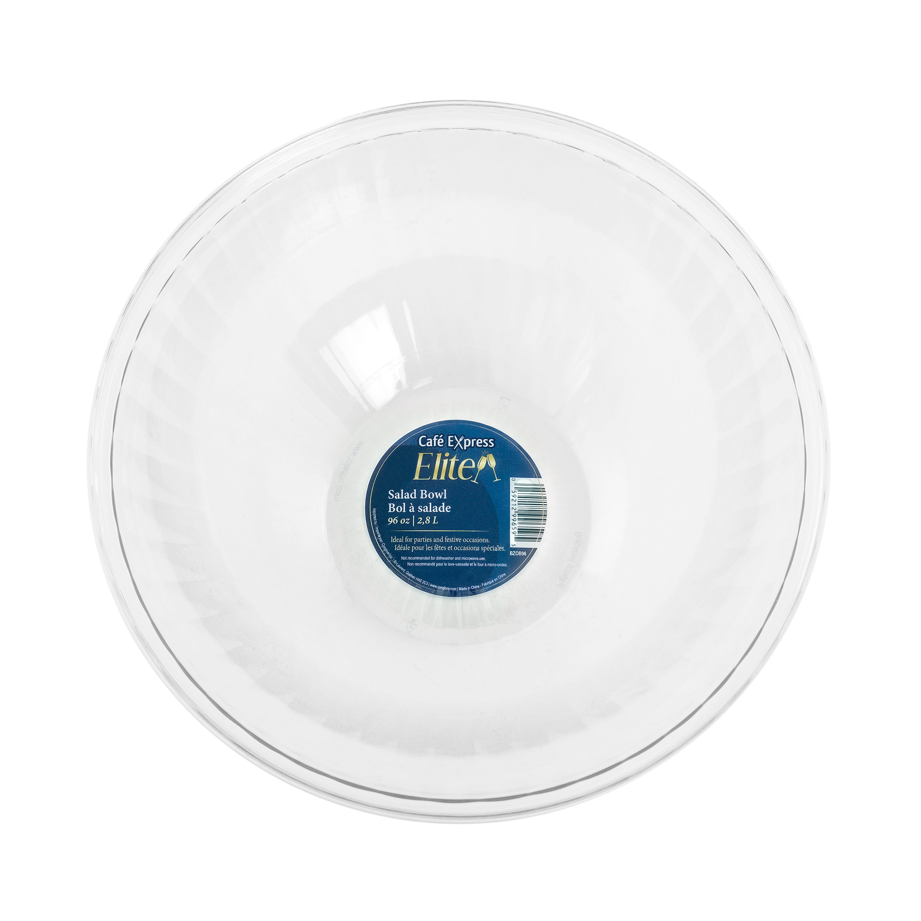 C.E. Elite Clear Polystyrene 96 Oz Salad Bowl 1/Pk