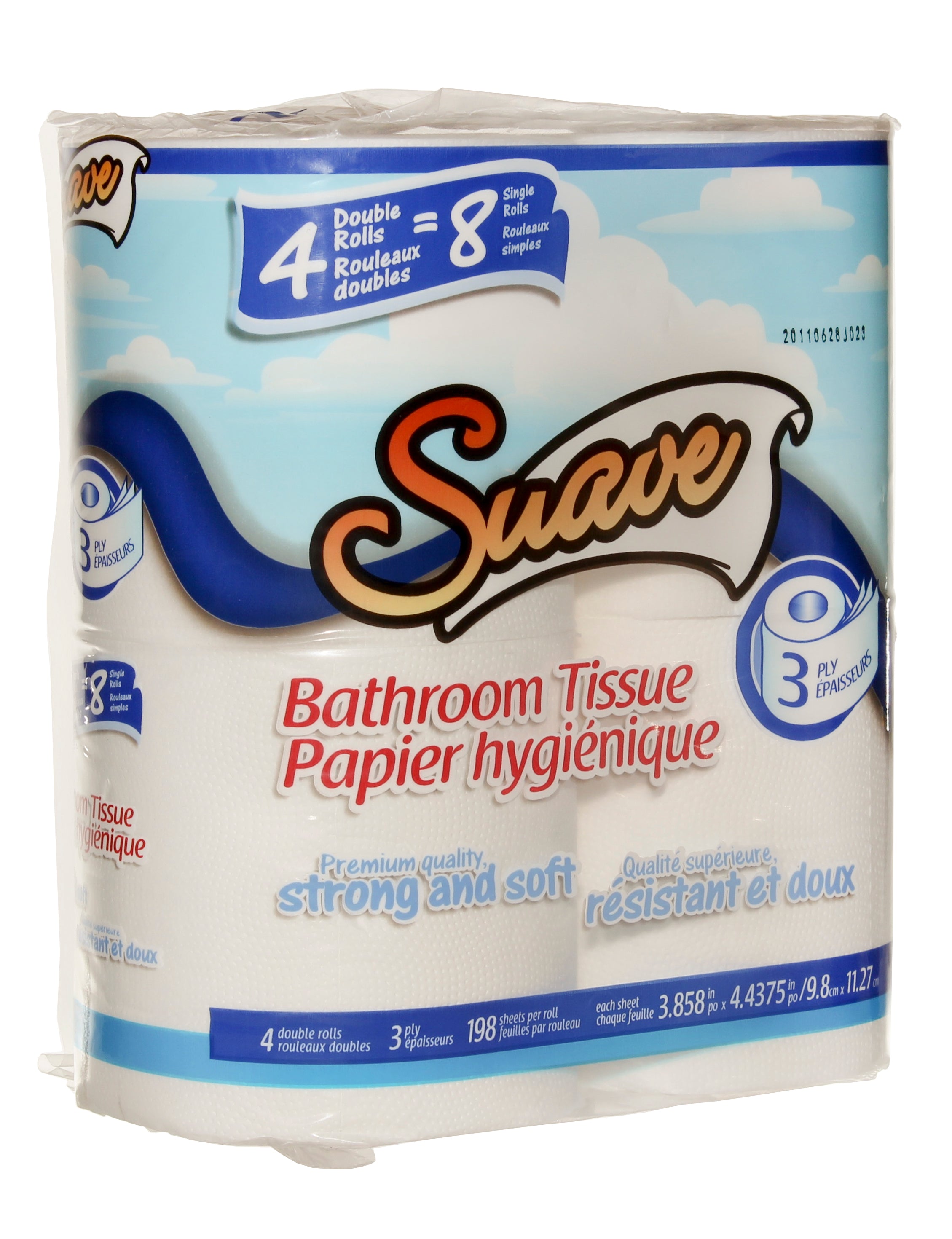 Suave Premium Toilet Paper 200 Sheets Dbl Roll 3 Ply 4/Pk