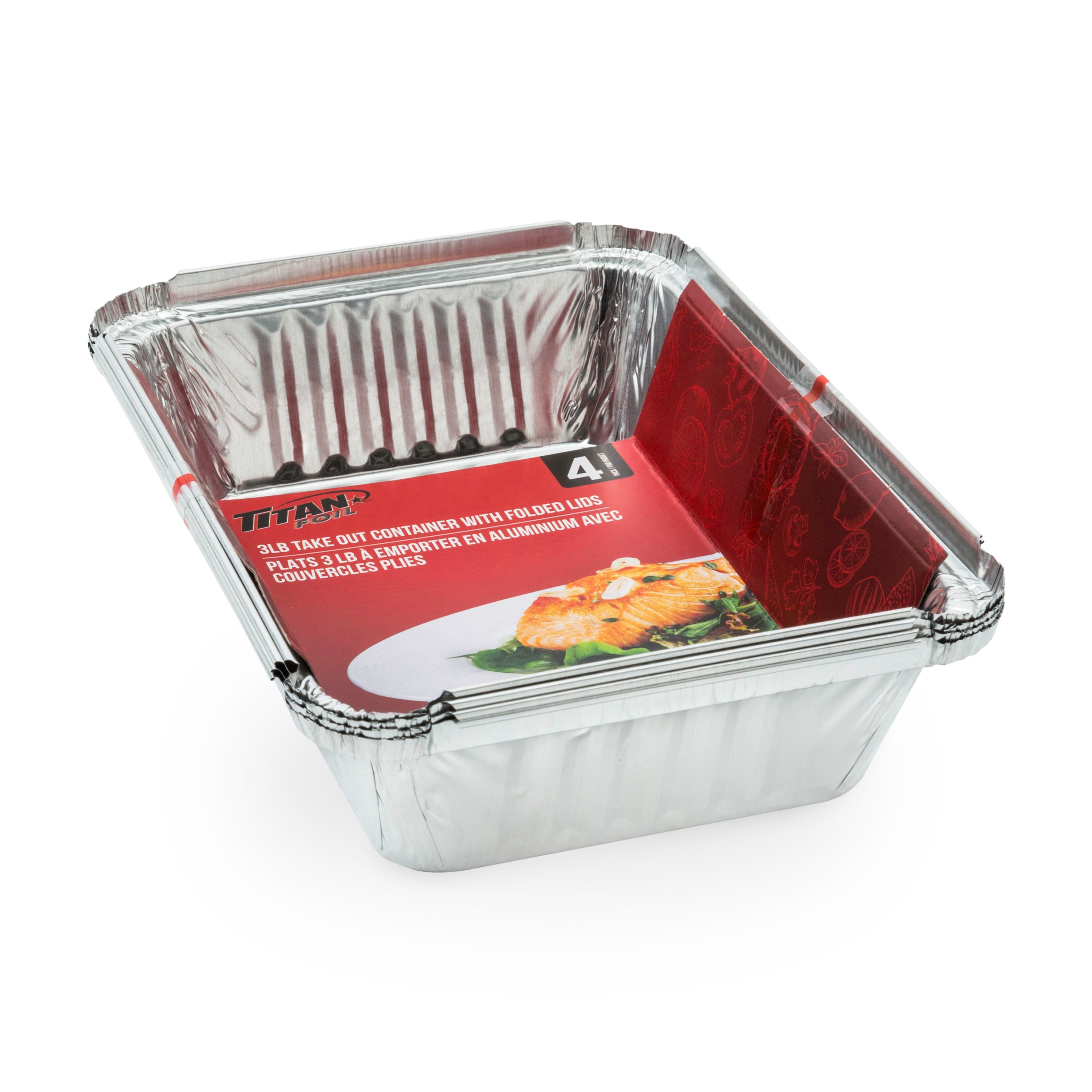 Titan Foil 3 Lb Take Out Container/Folded Lids 4/Pk