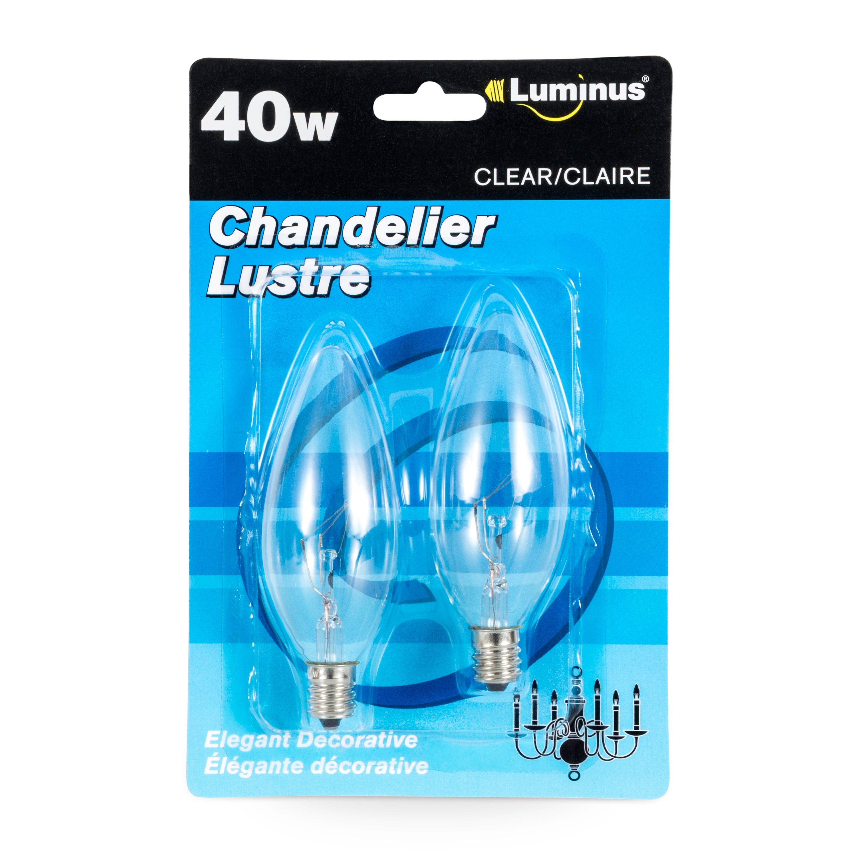 Luminus 40W/Ctc/120V/1500H/Clear Chandelier 2/Pack