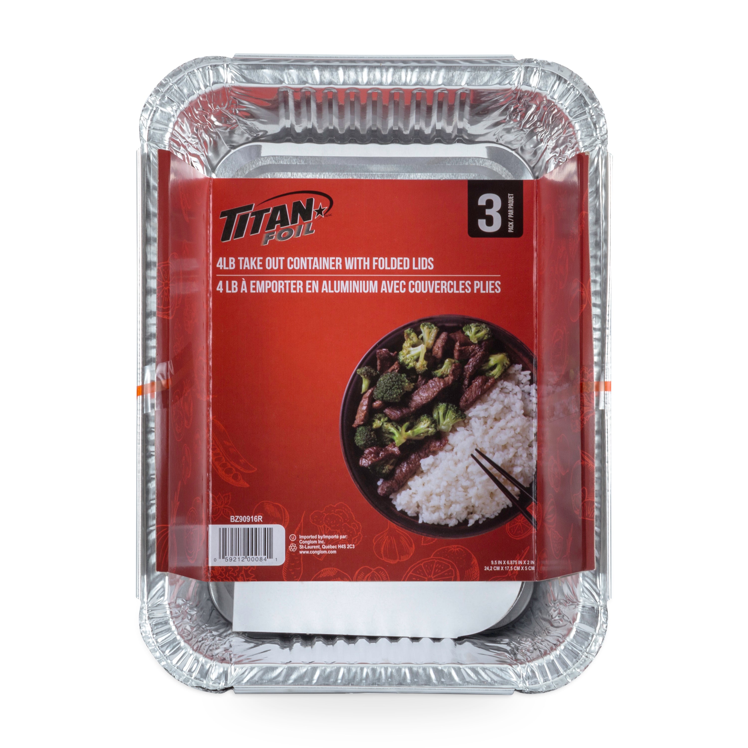 Titan Foil 4 Lb Deep Take Out Container/Folded Lids 3/Pk