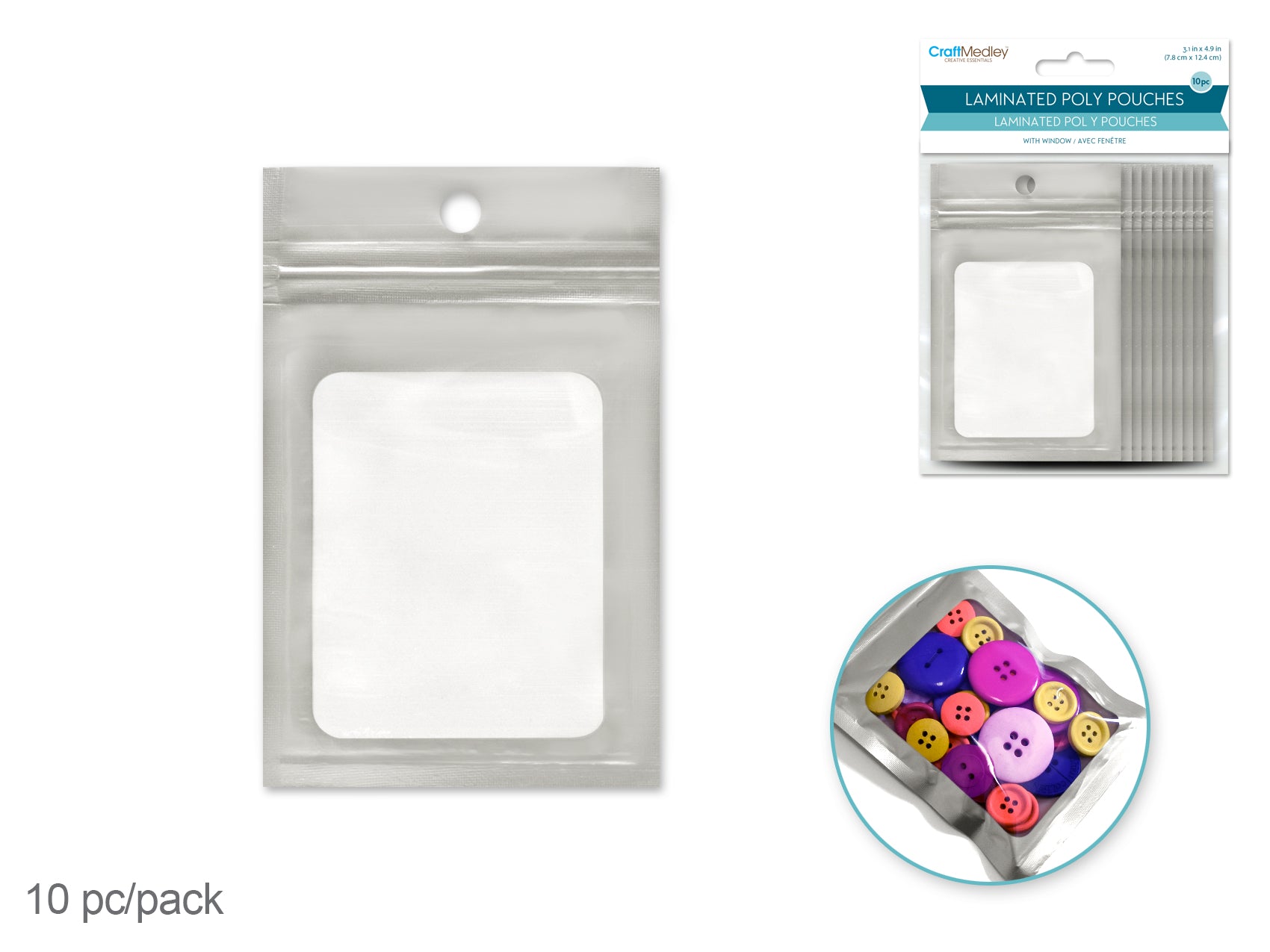 Craft Medley: Resealable Poly Pouches 3.1"x4.9" 10pc w/Window