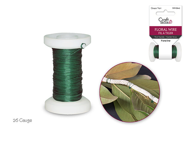 Floral Spool Wire: 30g, Green, 36m (0.30mm)