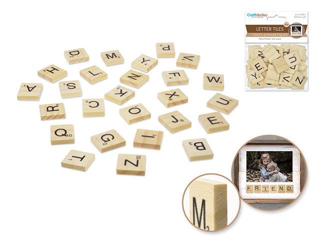 Craftwood Natural Letter Tiles, 1.8cmx2cm, 26 per Pack