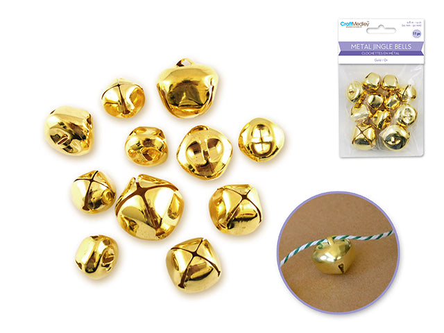 General Crafts: Metal Jingle Bells 20mm-30mm in Gold