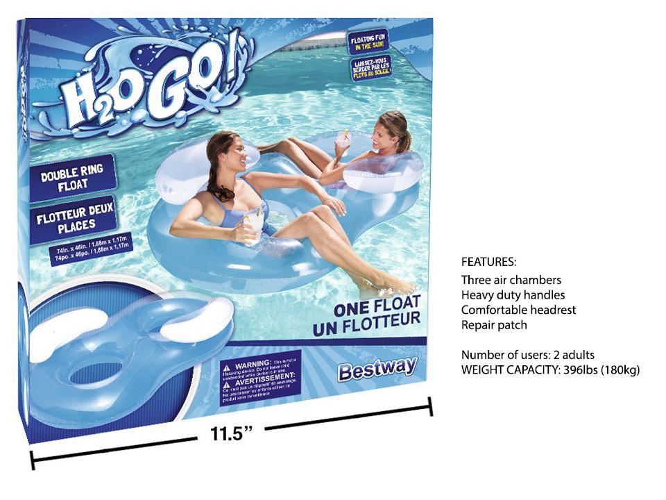 74"x46" Inflatable Double Ring Float