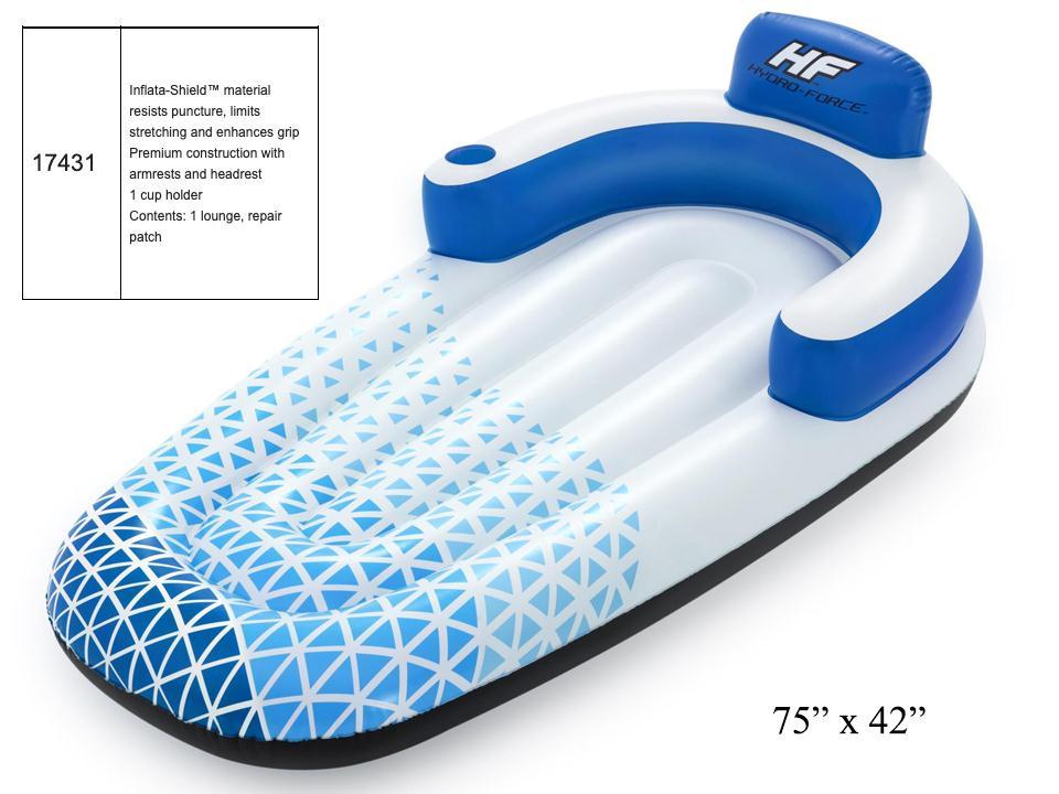 75"x42" Inflatable Indigo Wave Lounge w/1 Cup Holder