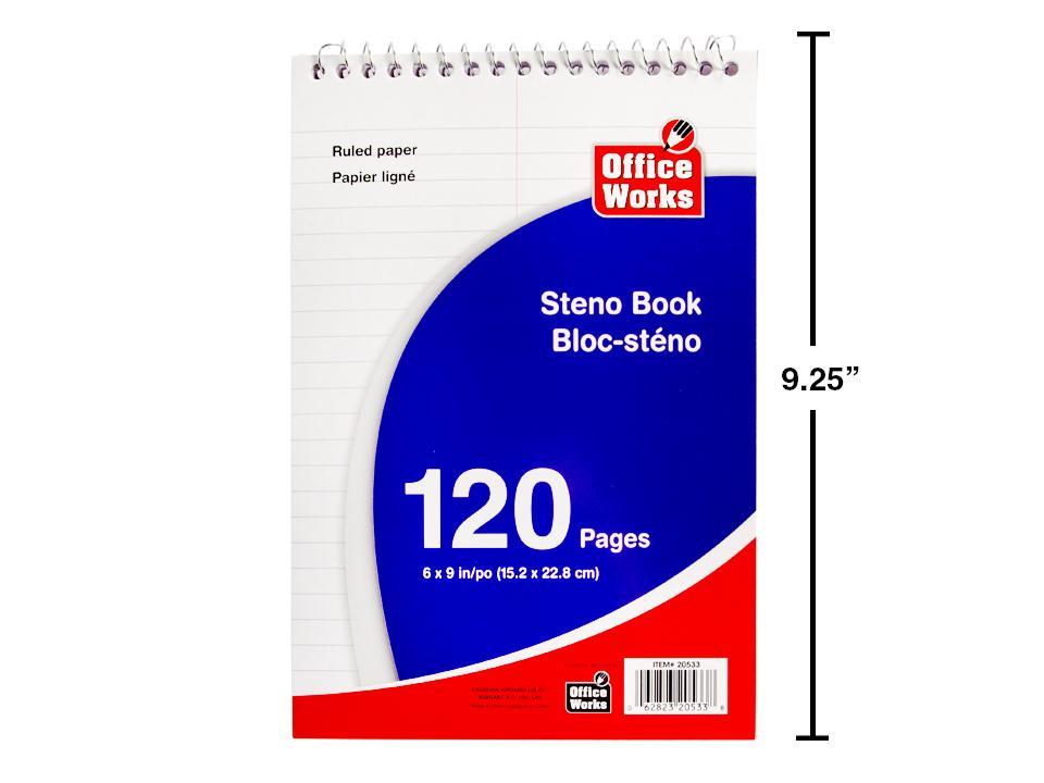 O.WKs. Steno Book, 120-Page, 6"x9"