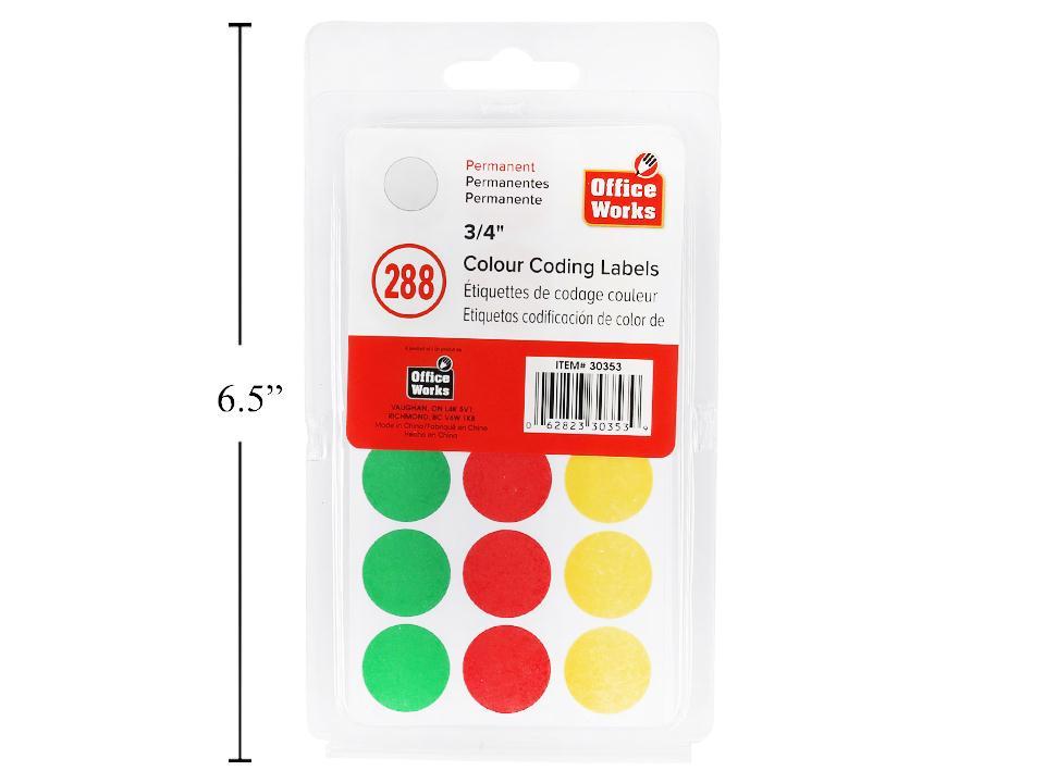 O.WKs. 288-Piece Colour Coding Label Set, 3/4" Diameter