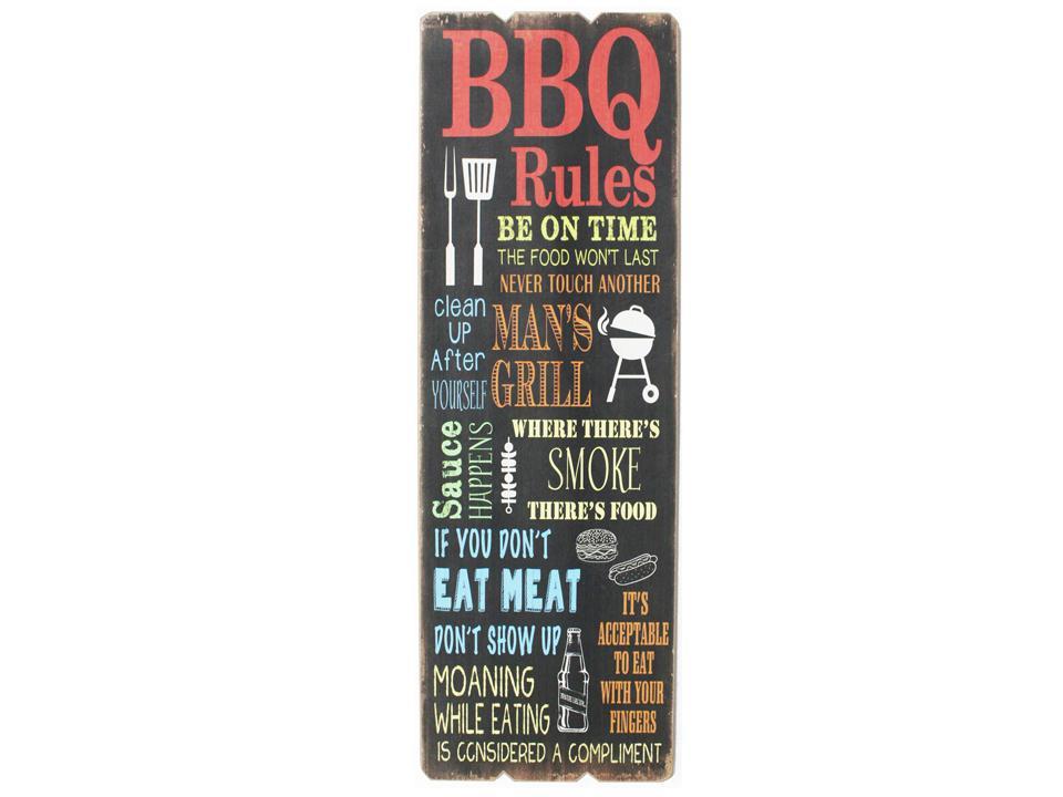 BBQ Rules MDF Wall Plaque, 11.8"x35.4"