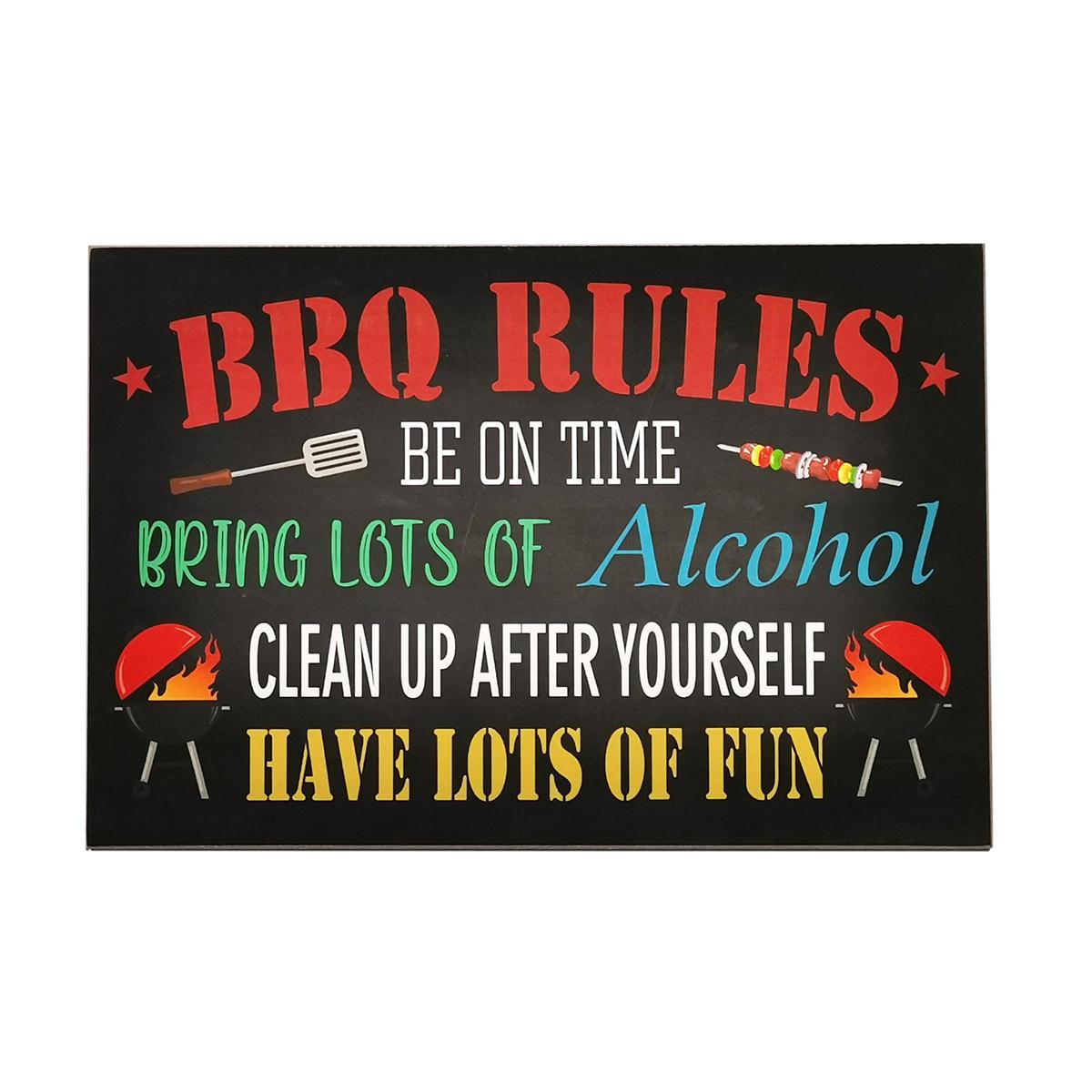 BBQ Rules MDF Plaque 11.8"x17.7"