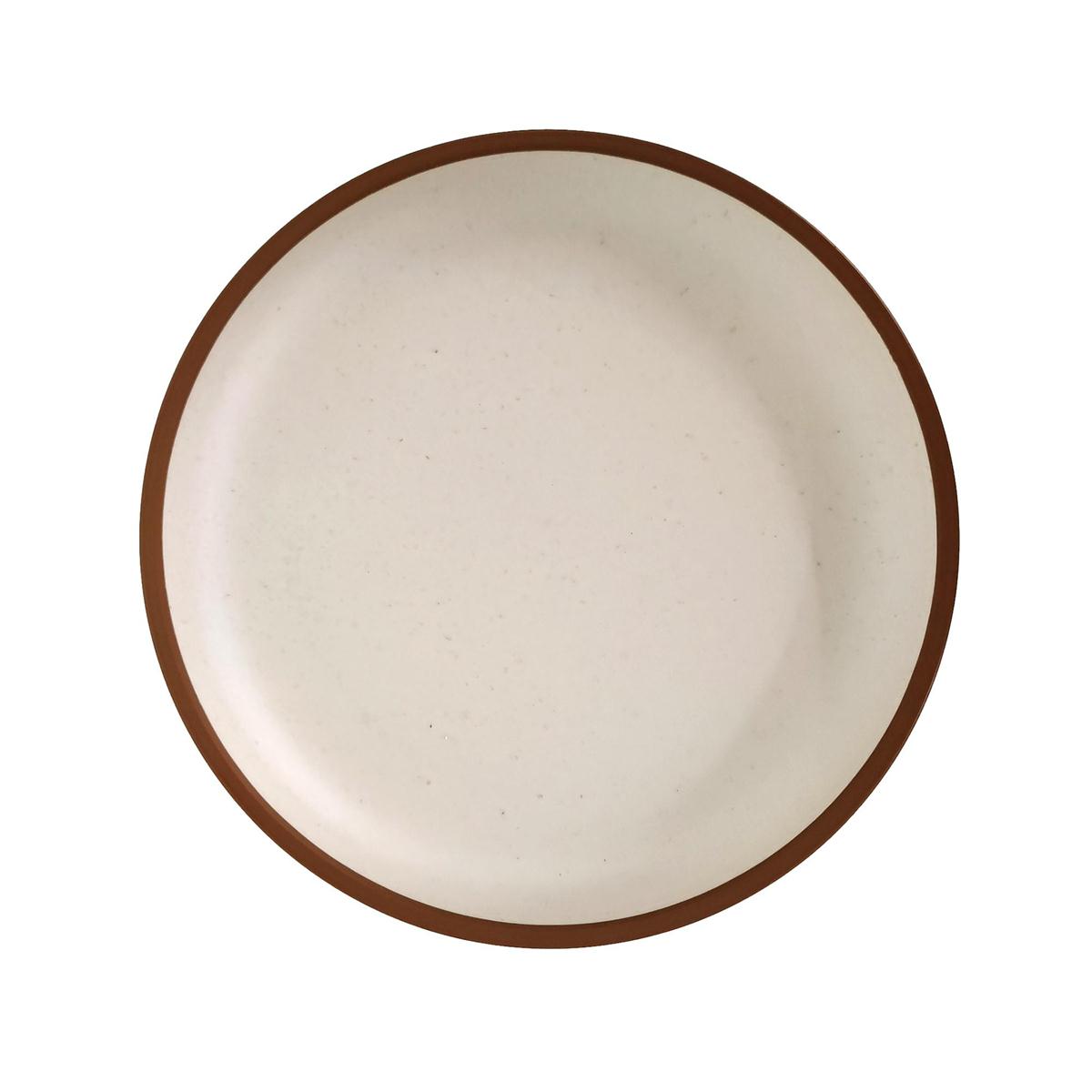 Luciano 8.3"Cream Matt Color Plate w/Color Rim,Bamboo Fiber