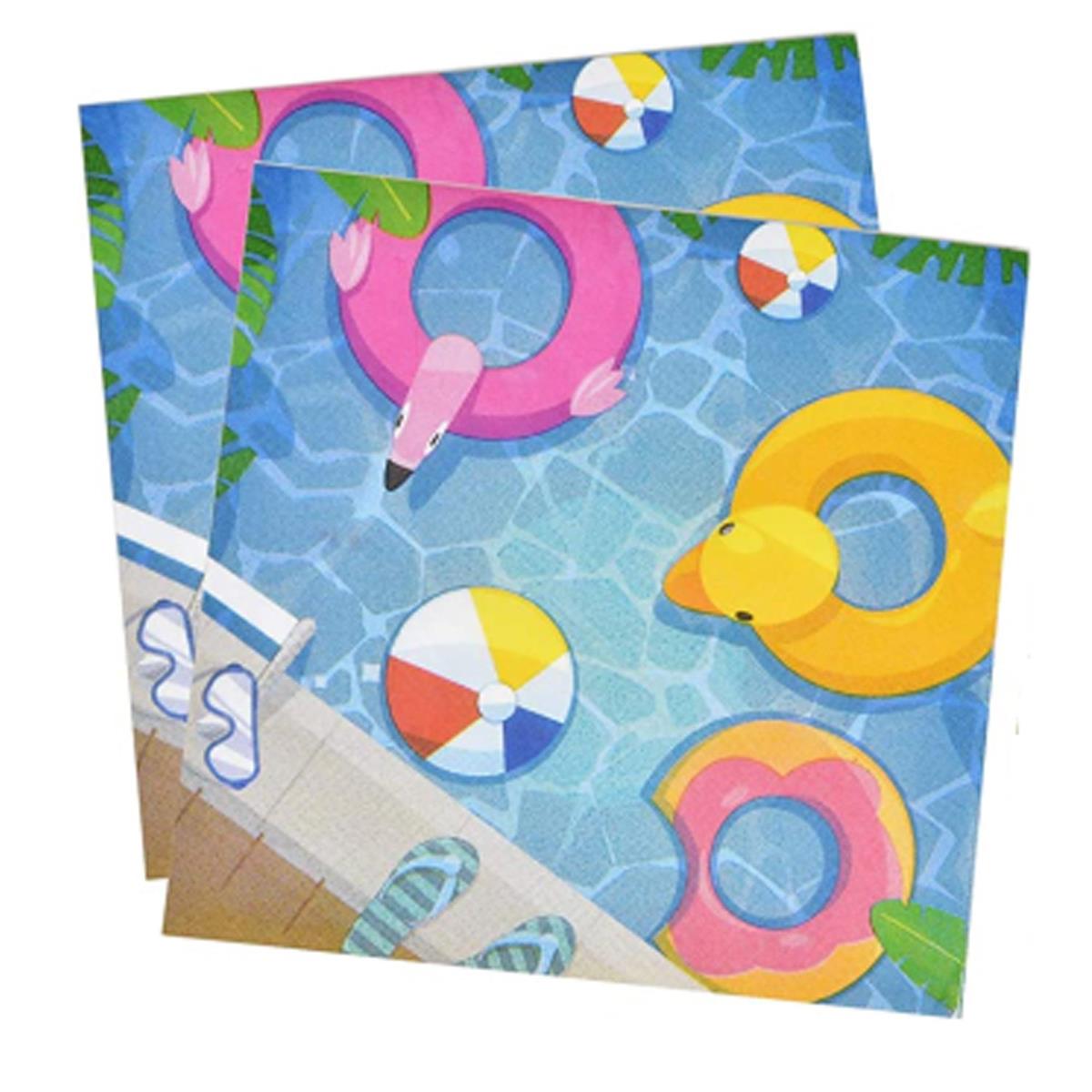 16ct.x2ply 13"x13"Luncheon Napkins- Pool Party Design