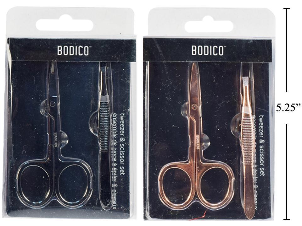 Bodico Lux 2-Piece Tweezer and Scissor Set