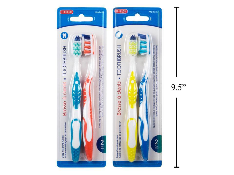 Bodico Action Toothbrush with Tongue Cleaner, 2-Piece Assortment